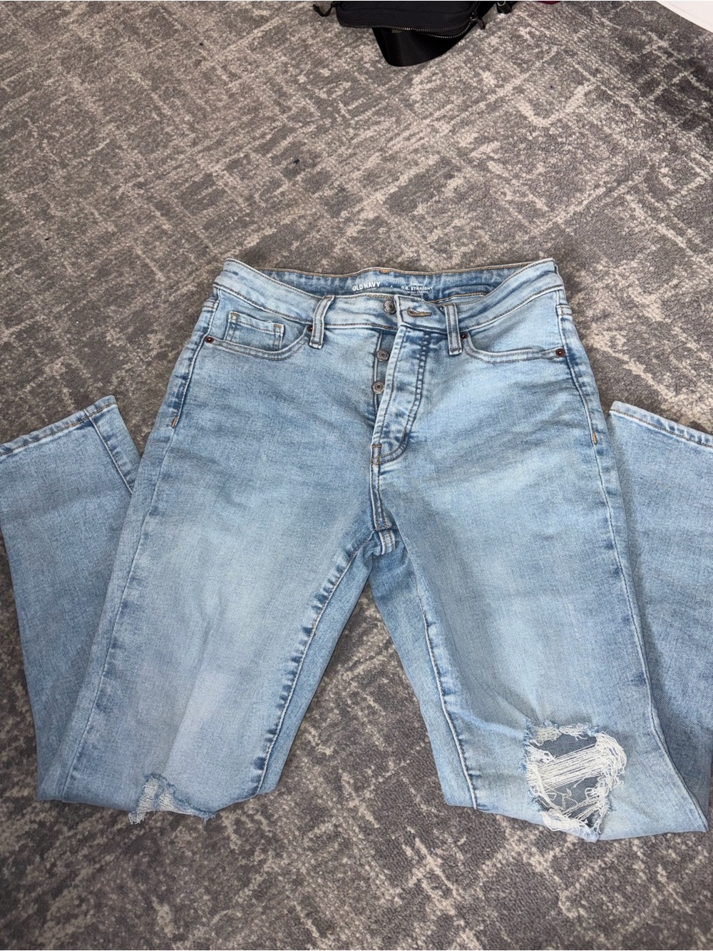 Old Navy Light Blue Straight Leg Distressed Jeans